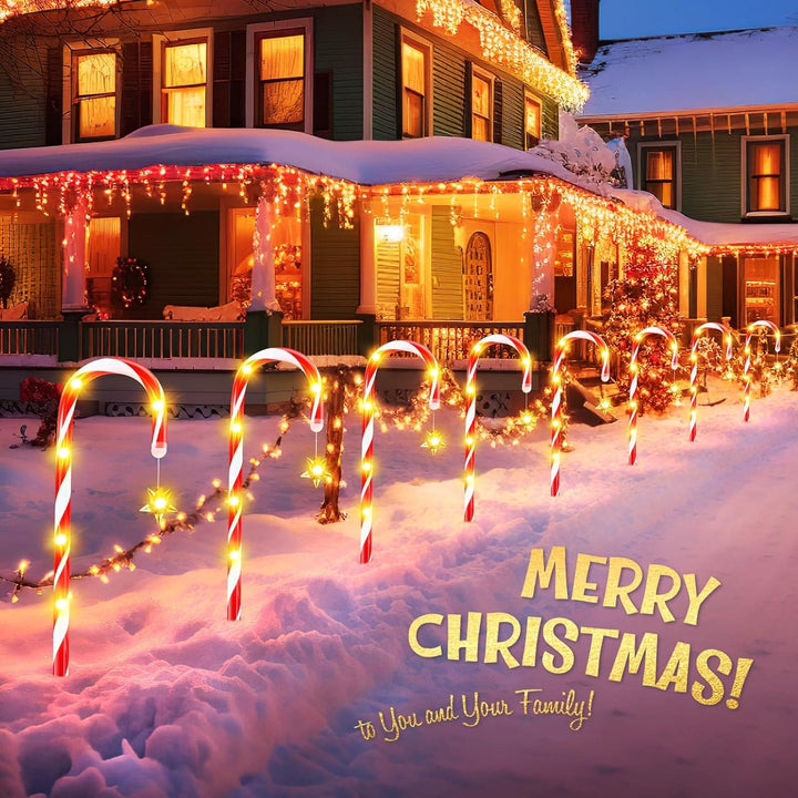 Solar Candy Cane Outdoor Yard - Christmas Version (24 Pack) Masdio