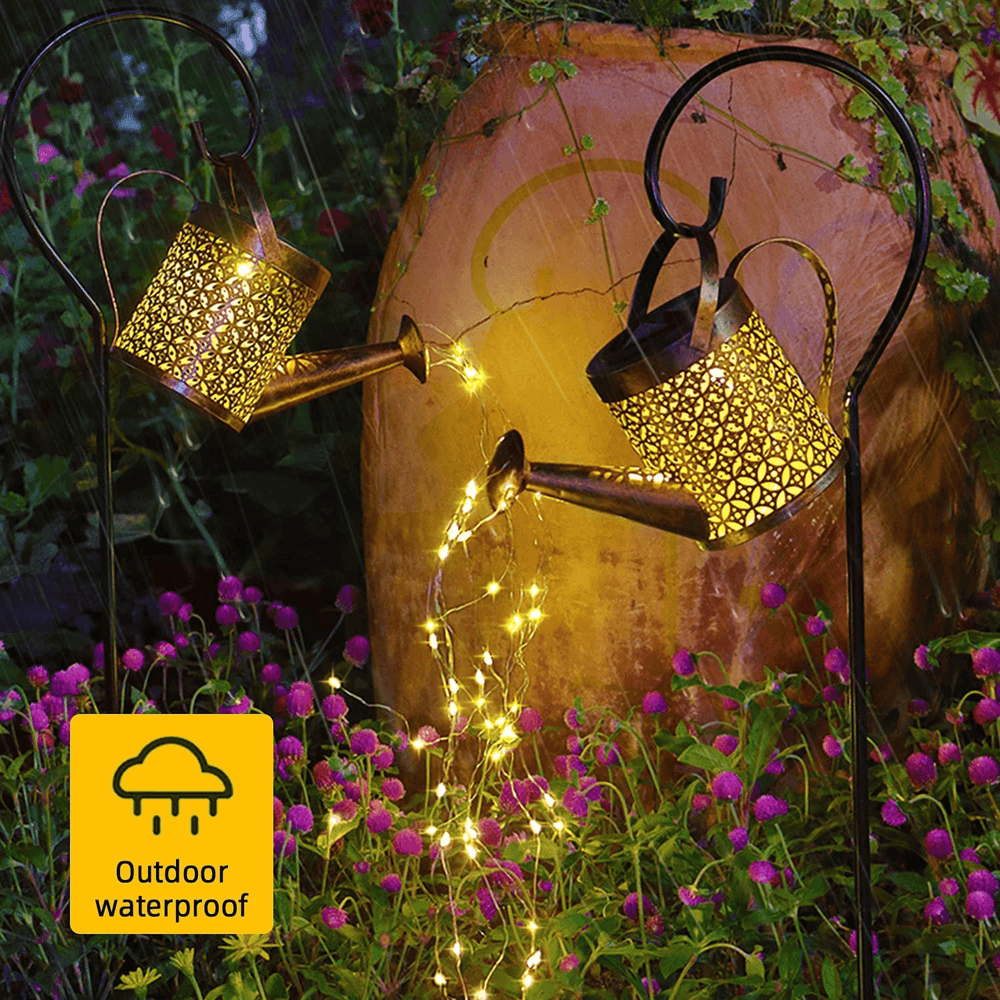 Solar Glowing Fairy Watering Can Light Present Them
