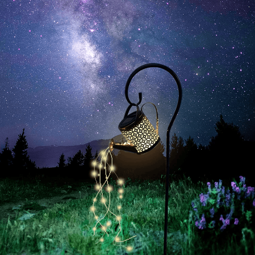 Solar Glowing Fairy Watering Can Light Present Them