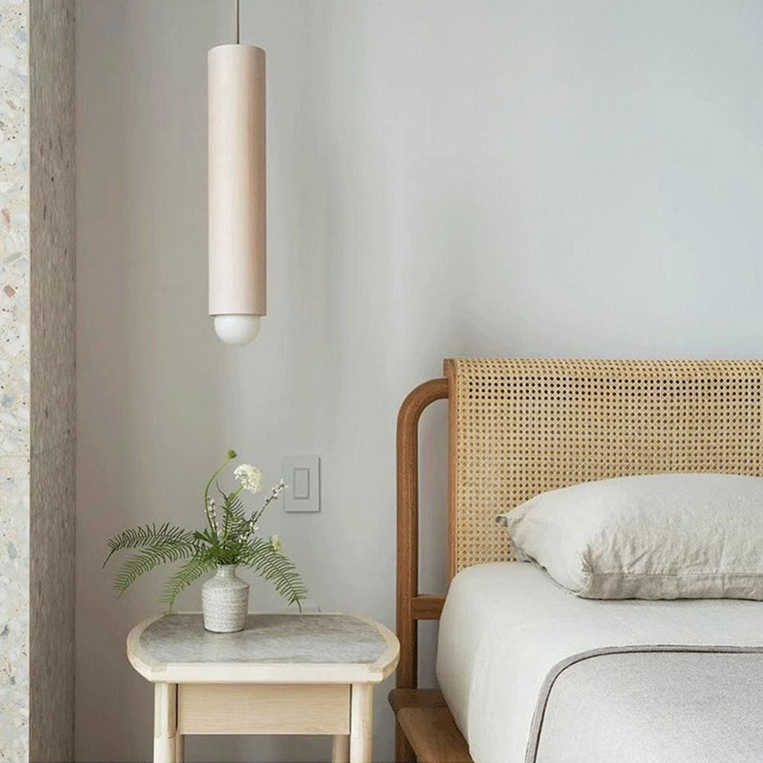 Solid Wood Bed Frame with Rattan Headboard Present Them