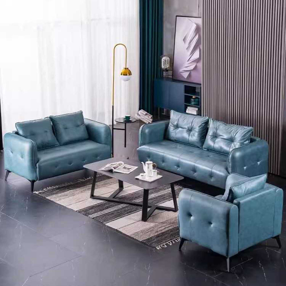 Sophisticated Faux Leather Square Arm Sofa Present Them