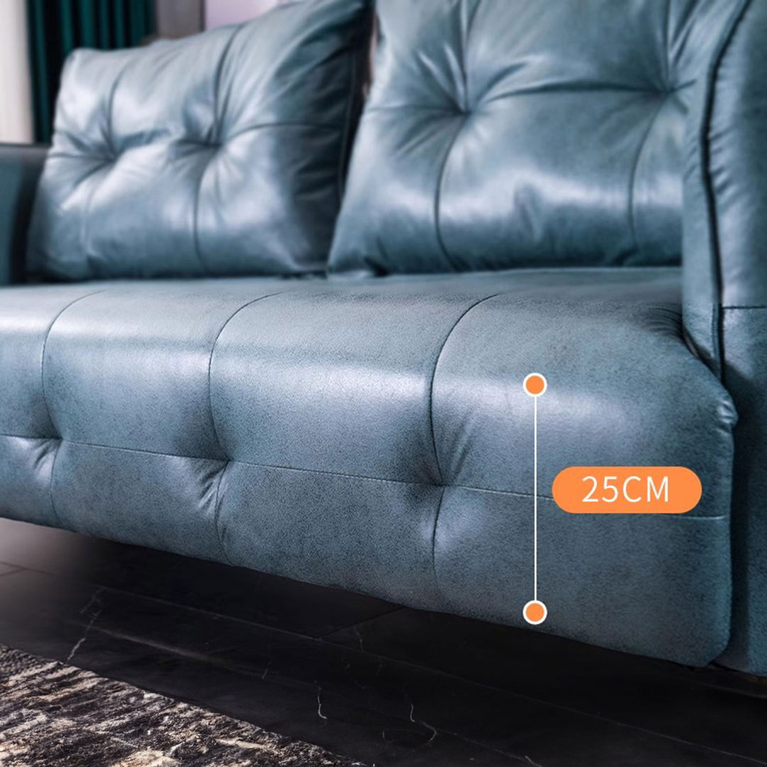 Sophisticated Faux Leather Square Arm Sofa Present Them