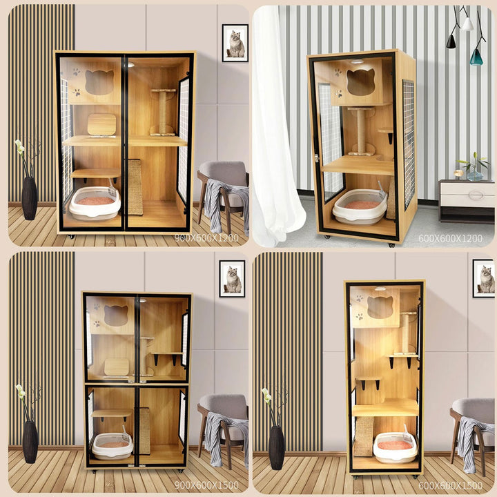 Sturdy Solid Wood Cat Cage Present Them
