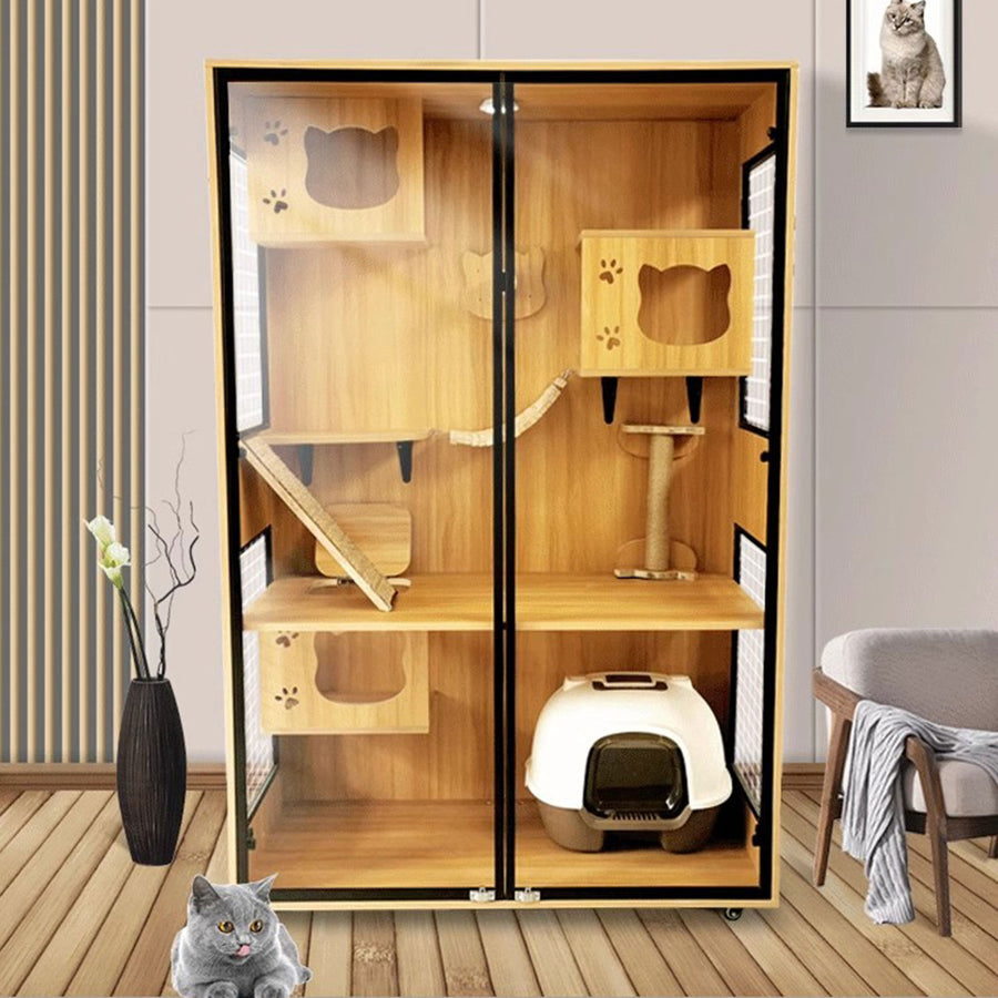 Sturdy Solid Wood Cat Cage Present Them
