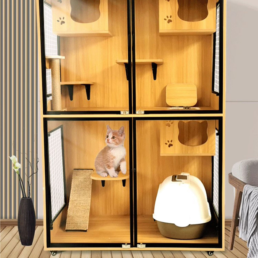 Sturdy Solid Wood Cat Cage Present Them
