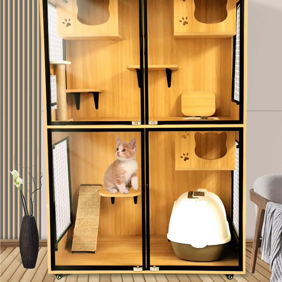 Sturdy Solid Wood Cat Cage Present Them