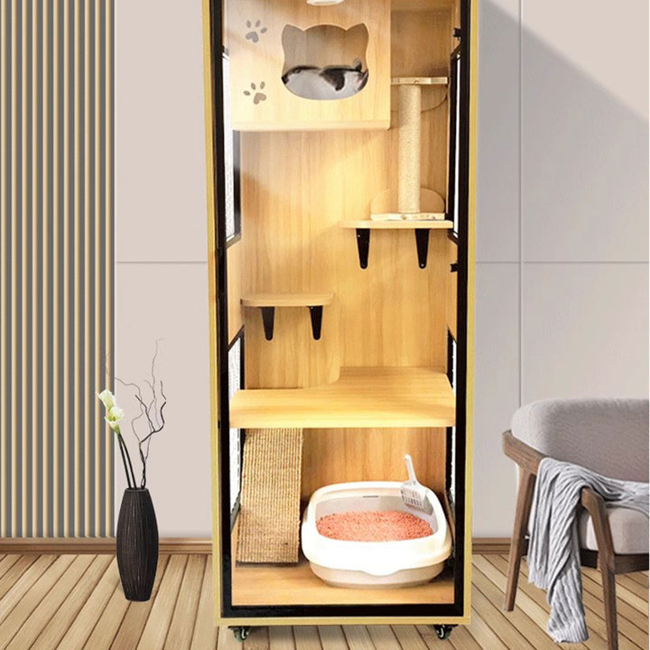 Sturdy Solid Wood Cat Cage Present Them