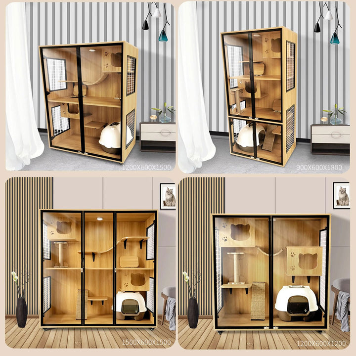 Sturdy Solid Wood Cat Cage Present Them
