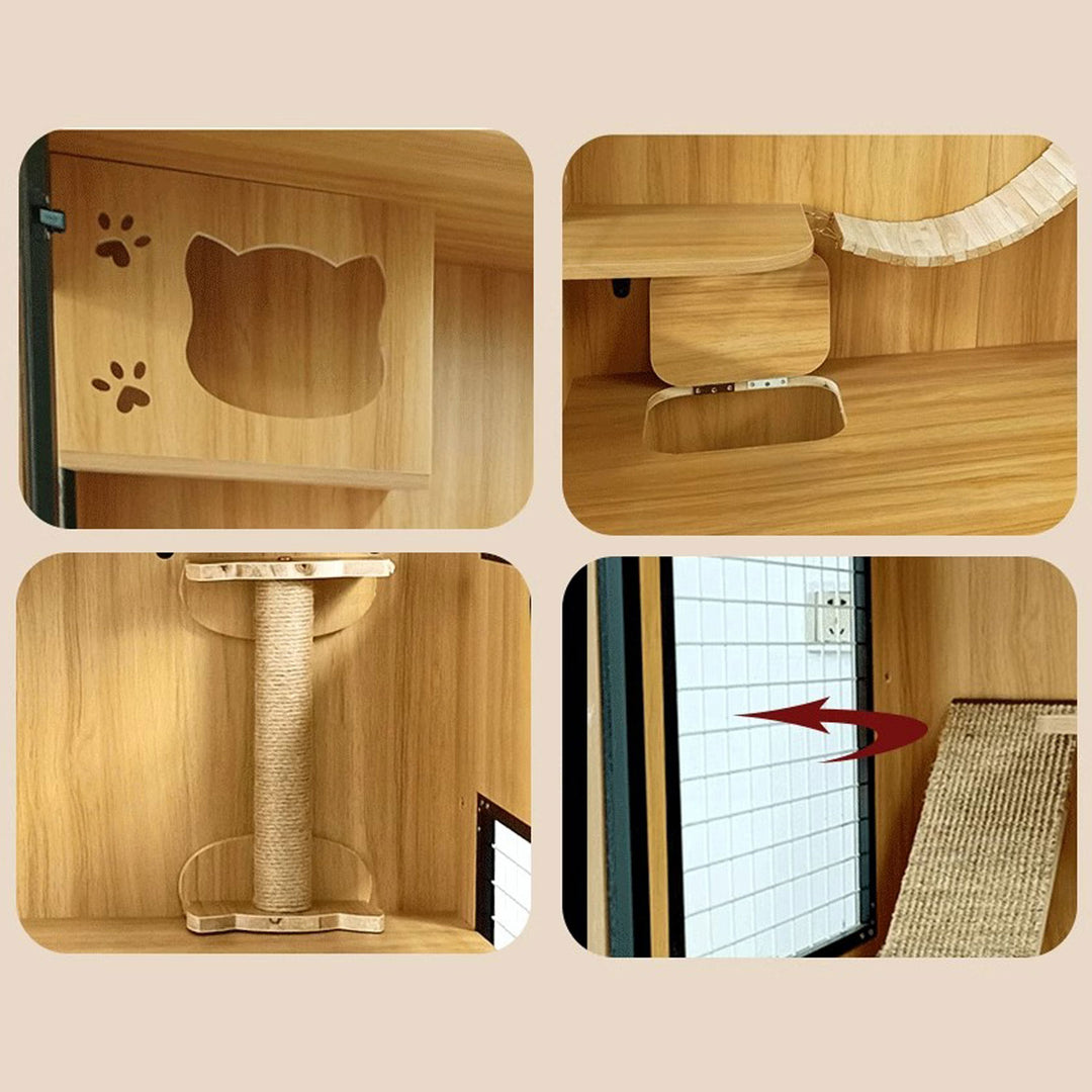 Sturdy Solid Wood Cat Cage Present Them