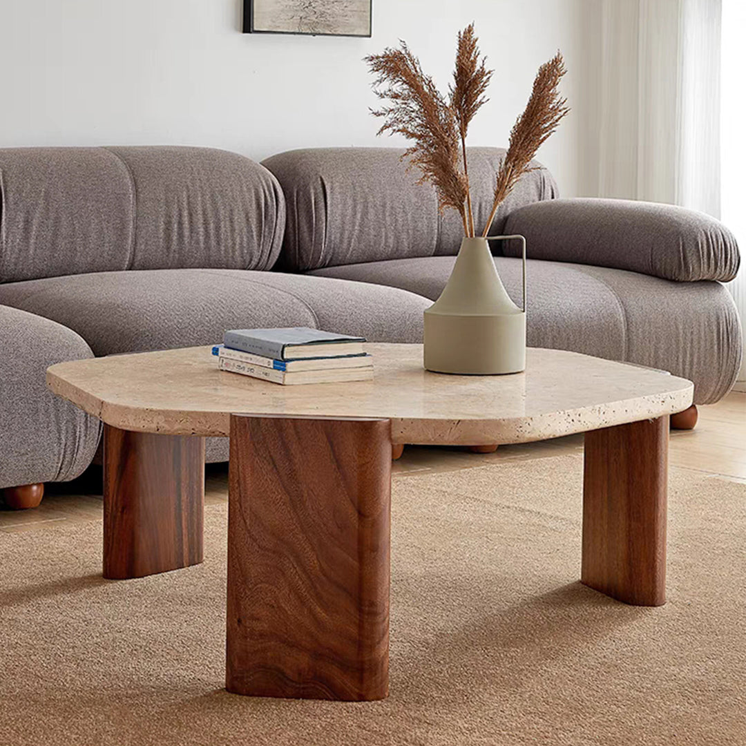 MAS-1249 Masdio Travertine Marble Round Coffee Table Present Them