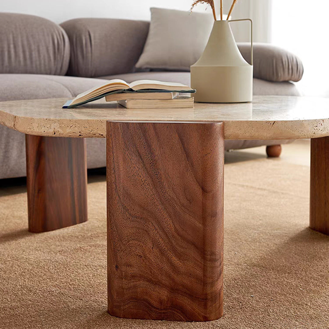 MAS-1249 Masdio Travertine Marble Round Coffee Table Present Them