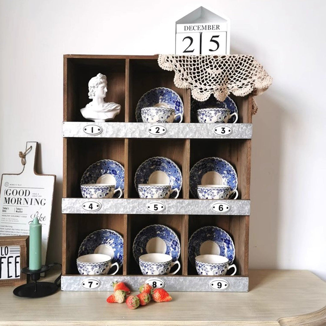 MAS-1317 Masdio Vintage Plaid Cup and Saucer Rack Masdio