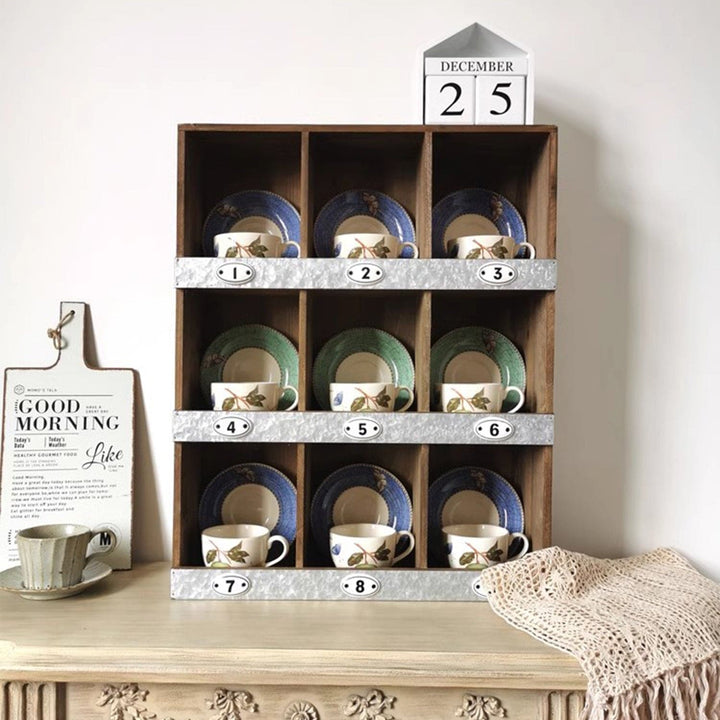 MAS-1317 Masdio Vintage Plaid Cup and Saucer Rack Masdio