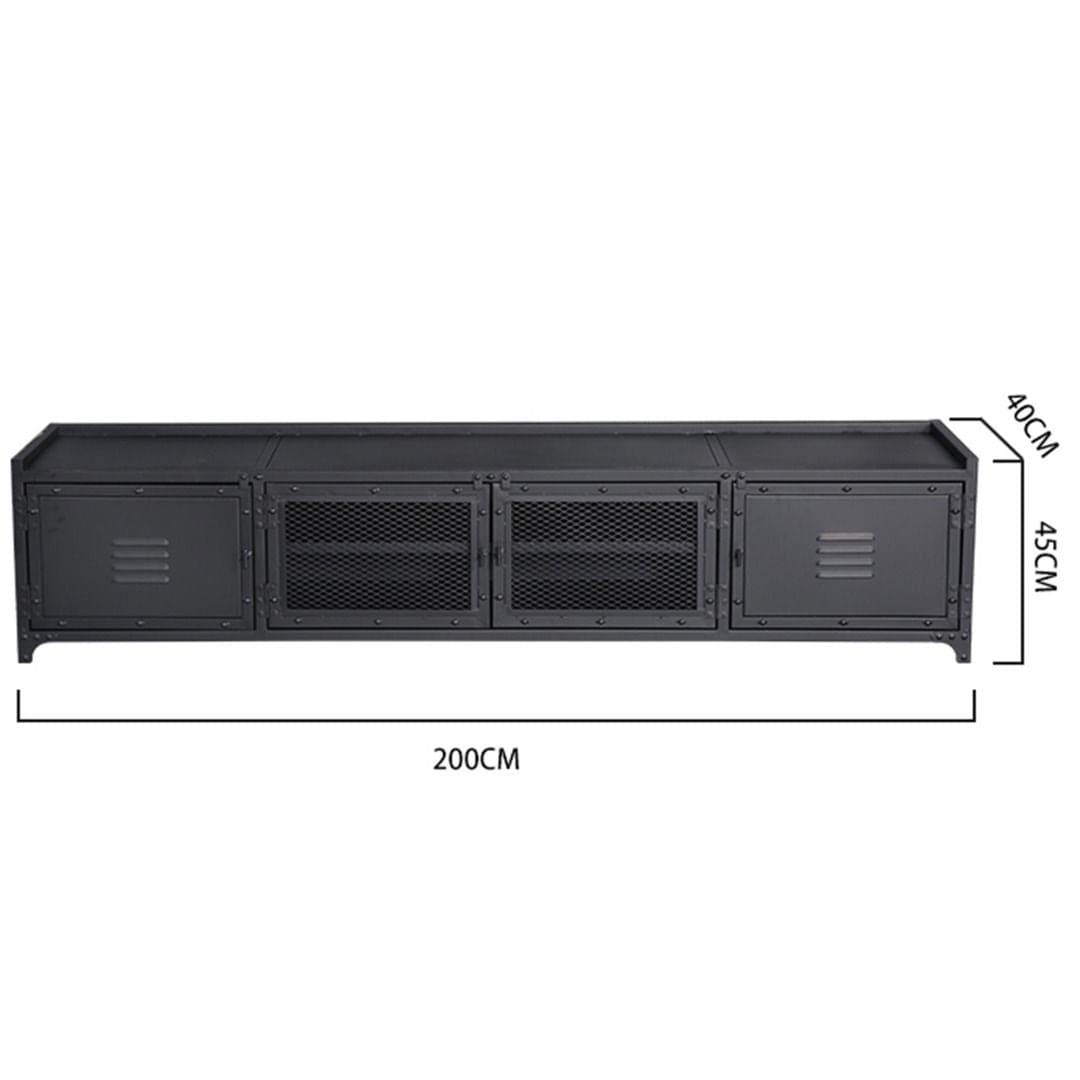 Blake Modern Industrial Metal TV Cabinet Console Present Them