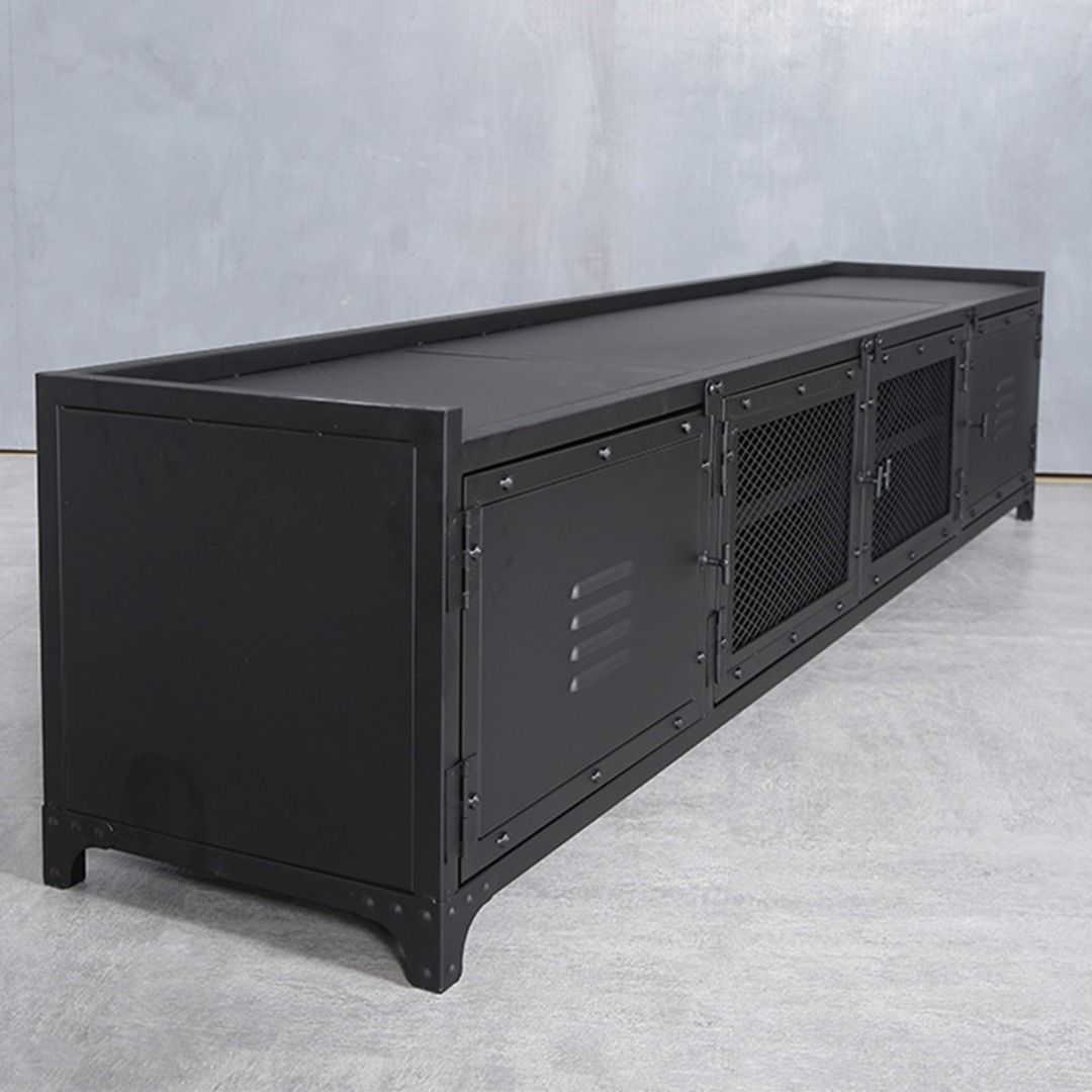 Blake Modern Industrial Metal TV Cabinet Console Present Them