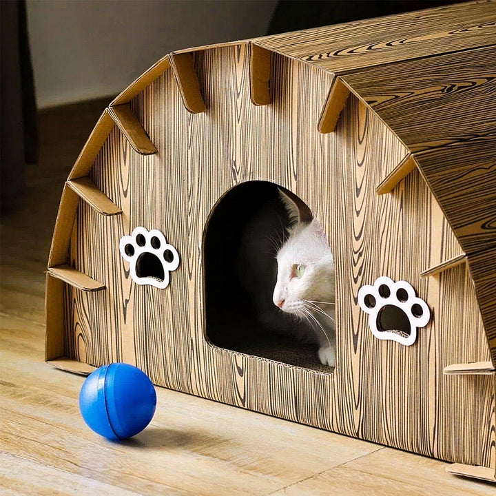 Cat House with Scratcher Present Them