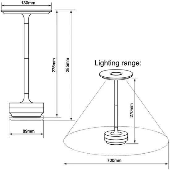 Metallic Cordless Rechargeable Waterproof Table Lamp - Present Them