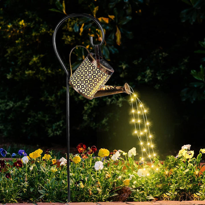 Solar Glowing Fairy Watering Can Light Present Them