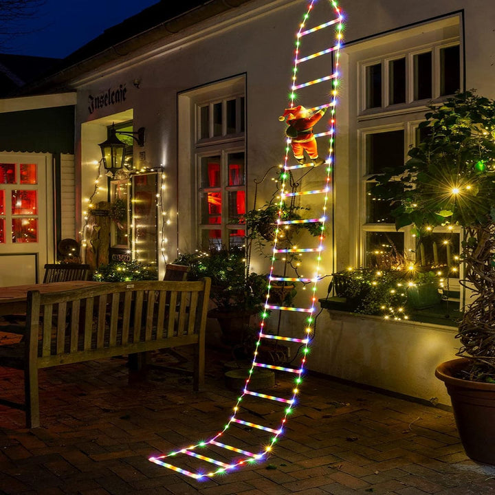 Decorative Ladder Lights with Santa Claus