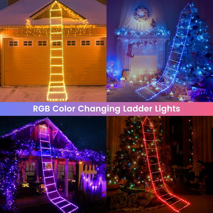 Decorative Ladder Lights with Santa Claus