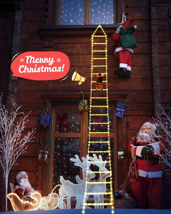 Decorative Ladder Lights with Santa Claus