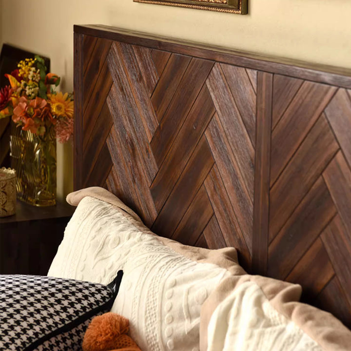 MAS-1961 Masdio Acacia Wood Herringbone Bedframe