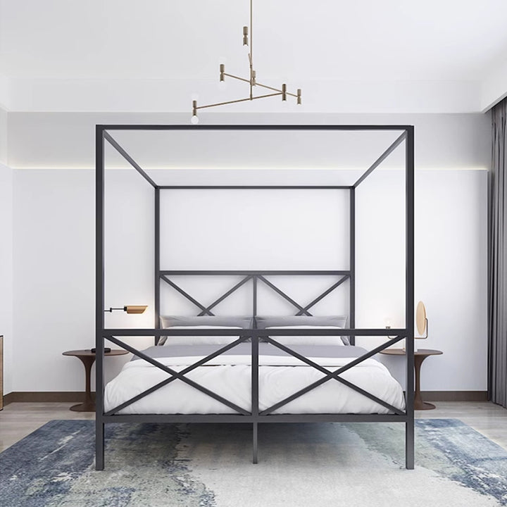 MAS-1966 Masdio Modern Industrial Canopy Bedframe