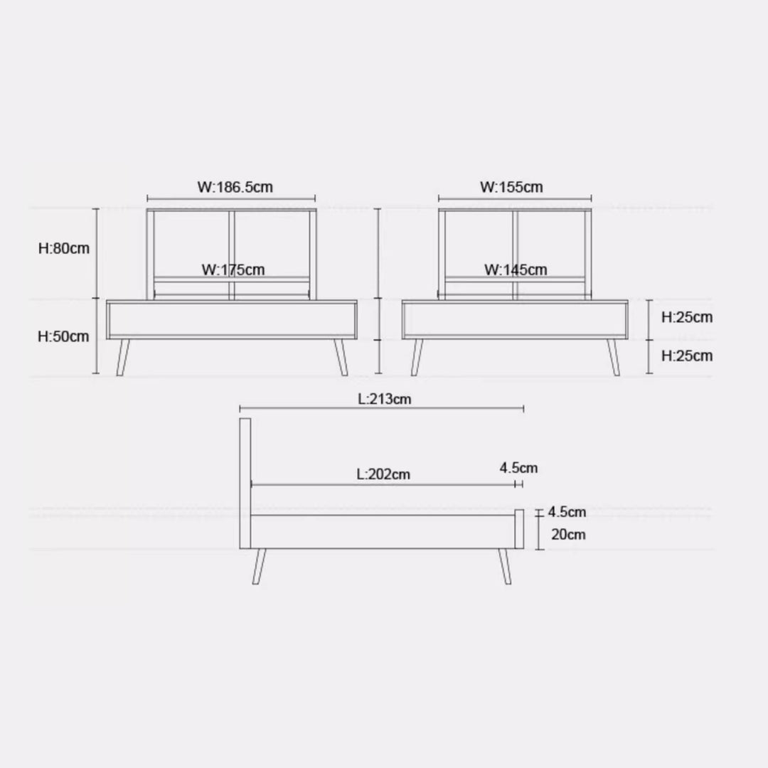 MAS-1961 Masdio Acacia Wood Herringbone Bedframe