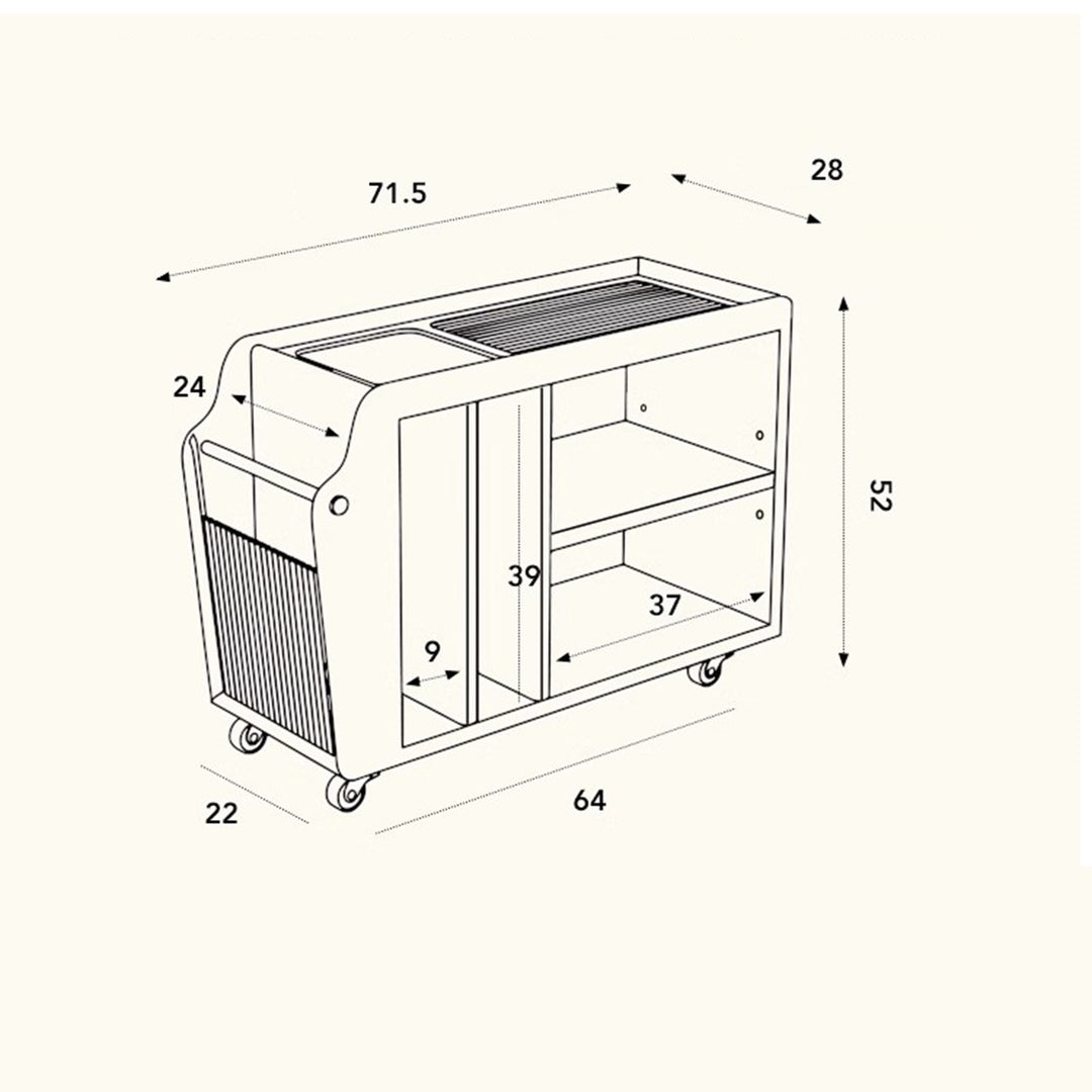 MAS-1276 Masdio Cherrywood Storage Trolley & Side Table