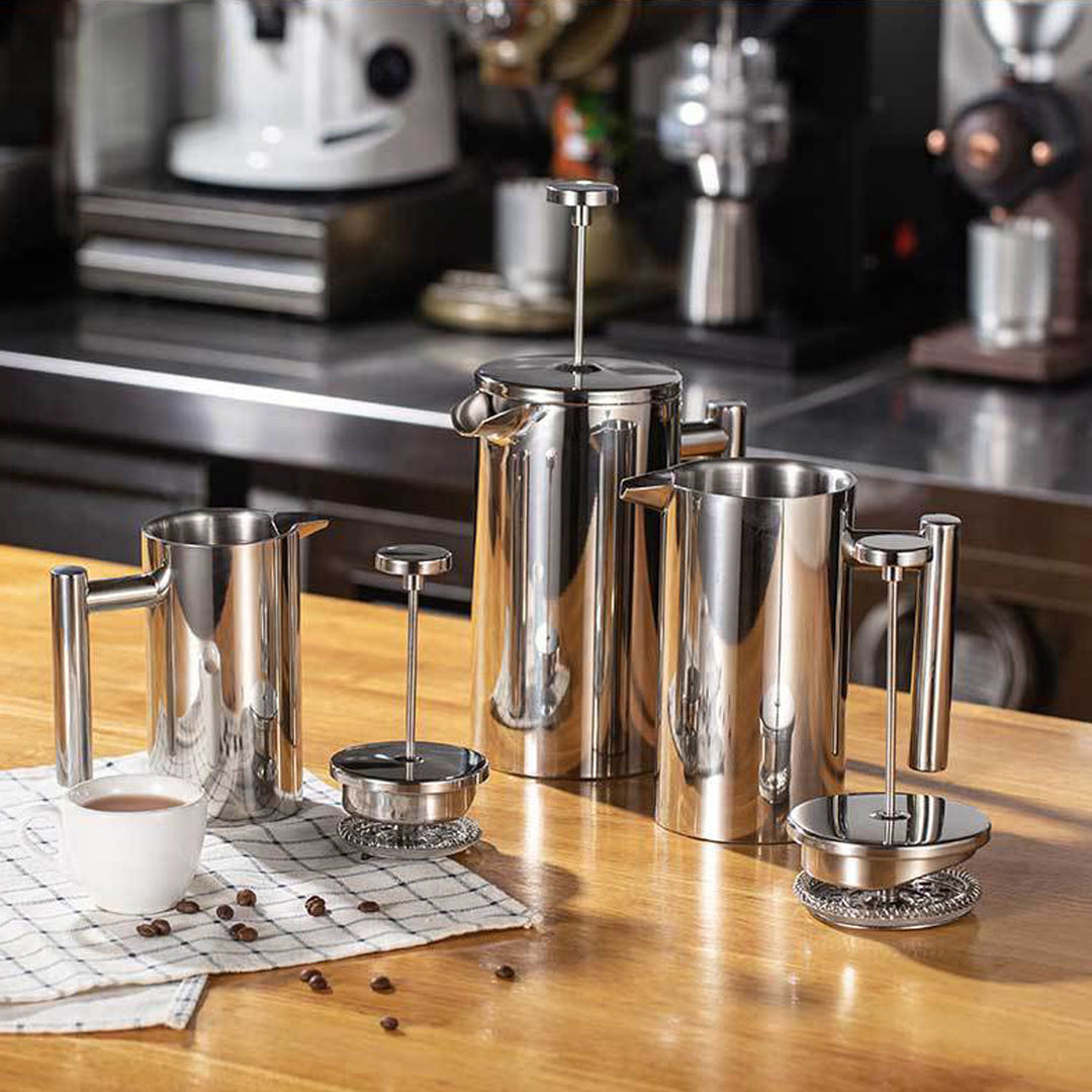 Double-Walled Stainless Steel French Press with Filter Present Them