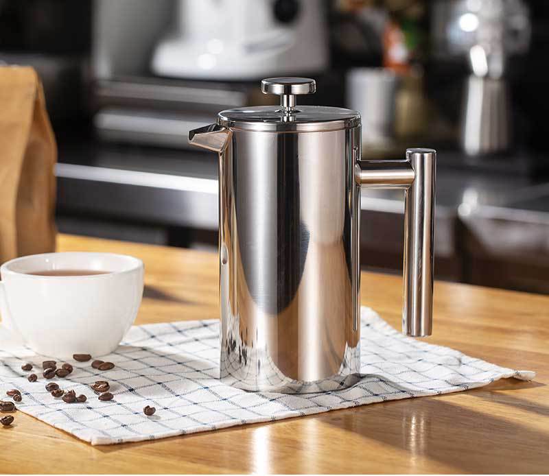 Double-Walled Stainless Steel French Press with Filter Present Them