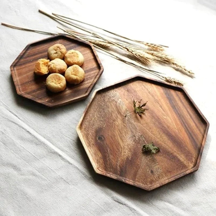 Geometry Acacia Wood Plate