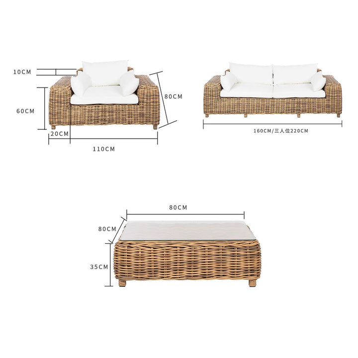 MAS-1402 Masdio Grenada Wicker Set with French White Seating