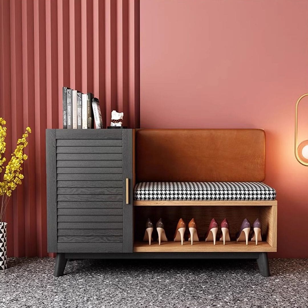 Hallway Shoe Bench with Storage Cabinet