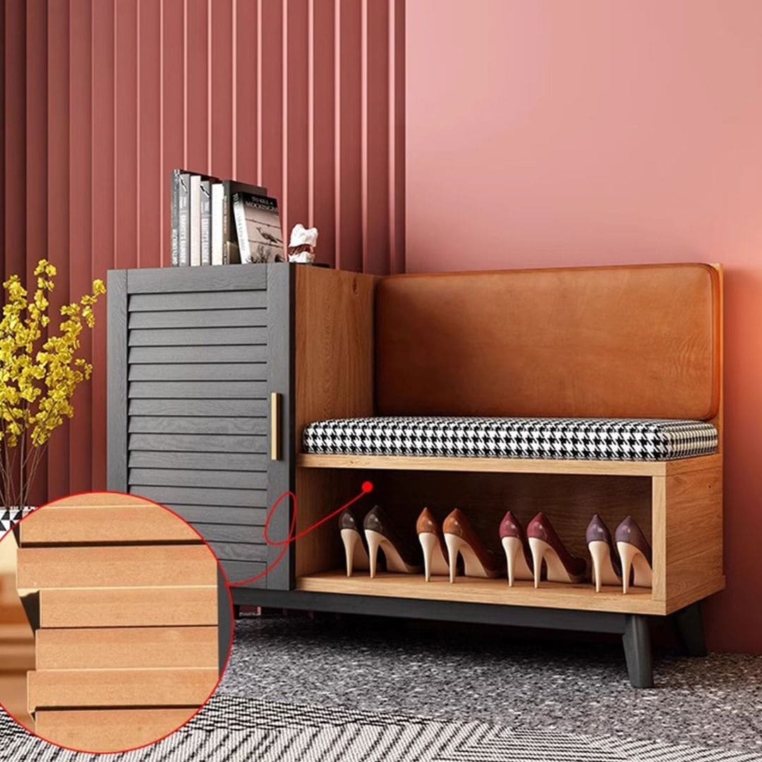 Hallway Shoe Bench with Storage Cabinet