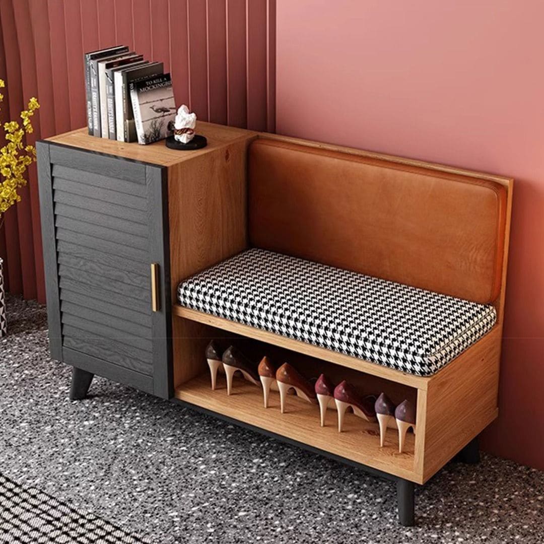 Hallway Shoe Bench with Storage Cabinet