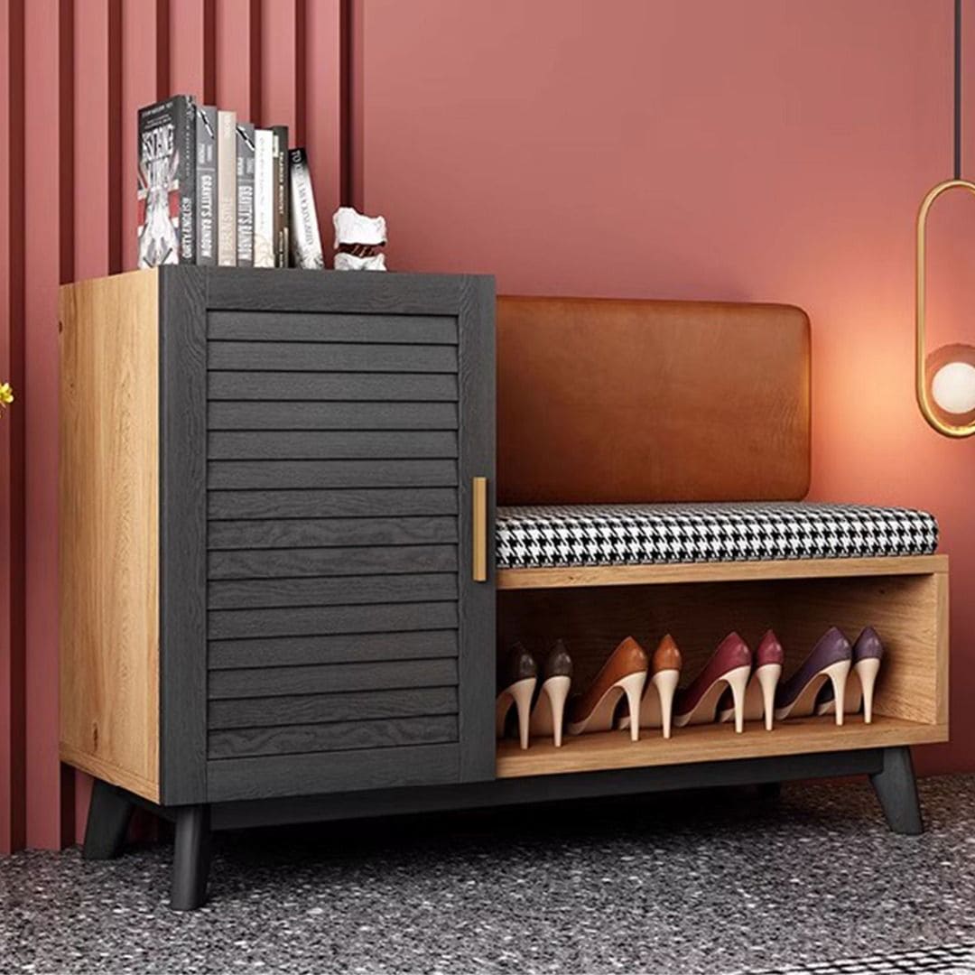 Hallway Shoe Bench with Storage Cabinet