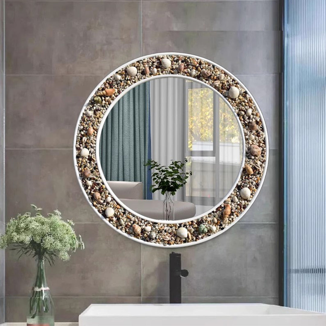 MAS-1781 Masdio Stone Pebbles Round Mirror