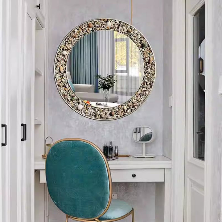 MAS-1781 Masdio Stone Pebbles Round Mirror