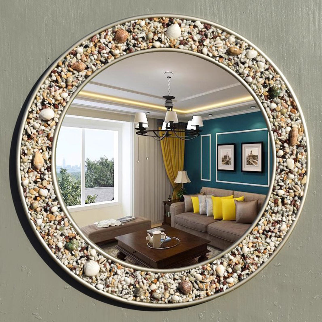 MAS-1781 Masdio Stone Pebbles Round Mirror