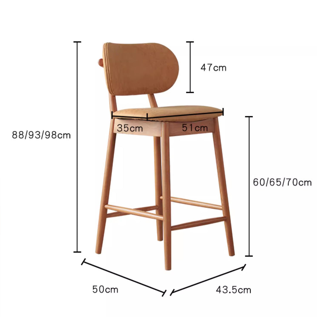 MAS-1833 Masdio Japandi Solid Wood Bar Stool