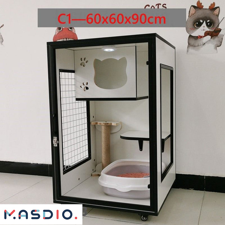 MAS-1858 Masdio Cat Cage Solid Wood Cat House Masdio