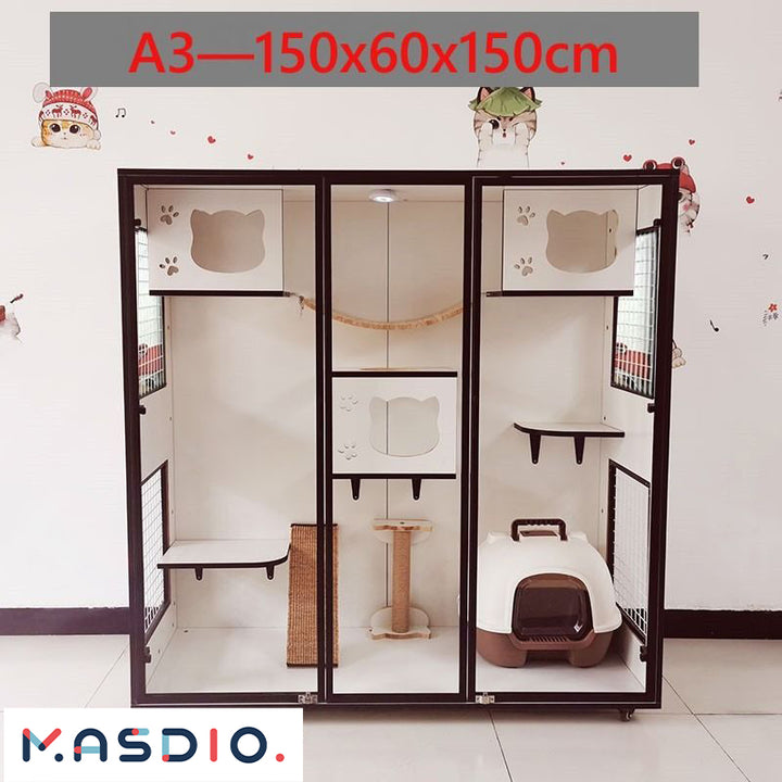 MAS-1858 Masdio Cat Cage Solid Wood Cat House Masdio