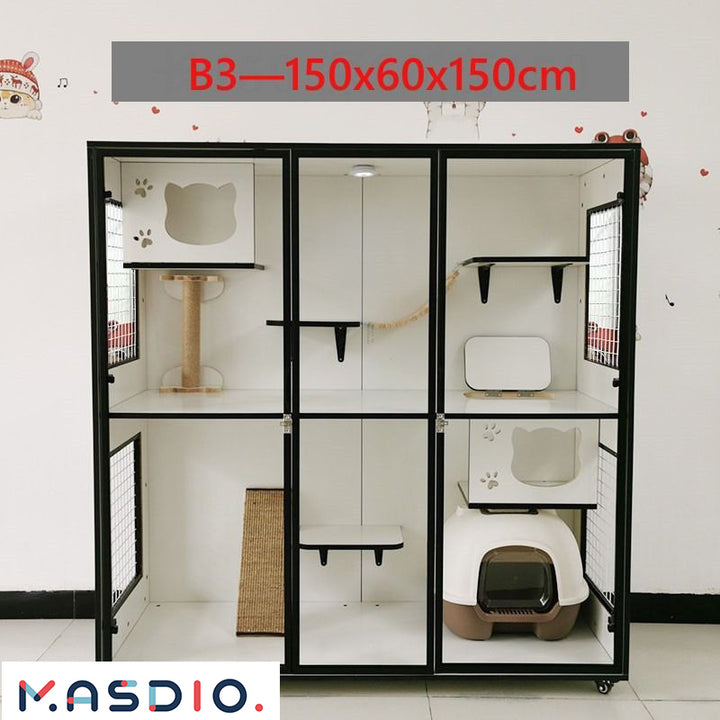 MAS-1858 Masdio Cat Cage Solid Wood Cat House Masdio