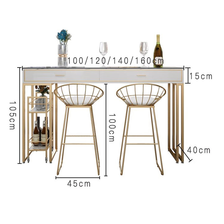 MAS-1864 Masdio Marble Bar Table with Bar Cart
