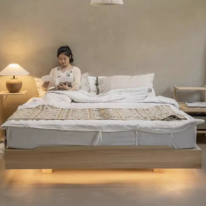 MAS-1914 Japandi Solid Wood Floating Bedframe