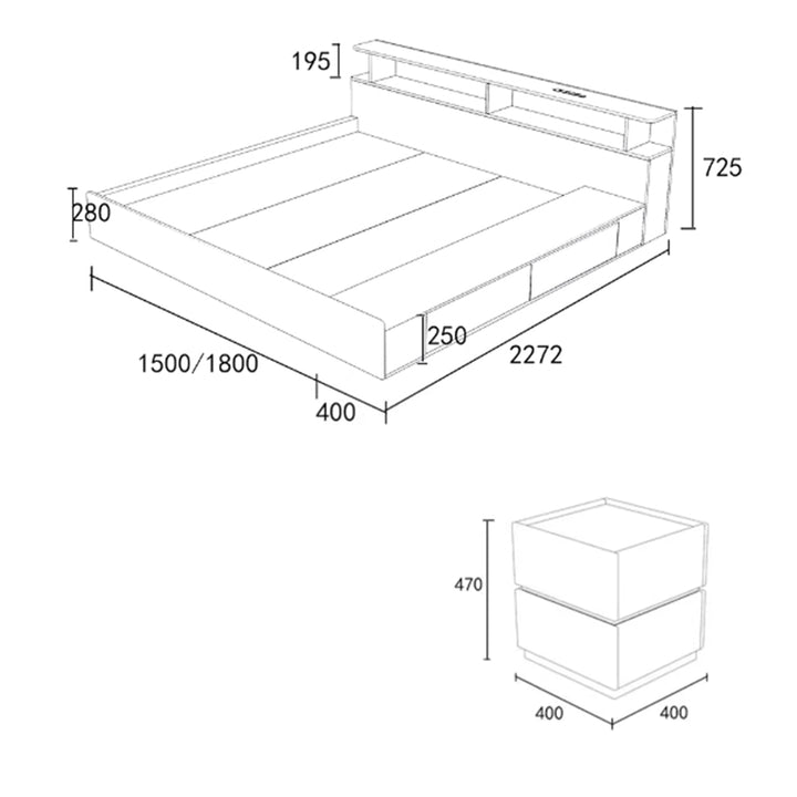 MAS-1931 Masdio Modern Platform Bedframe