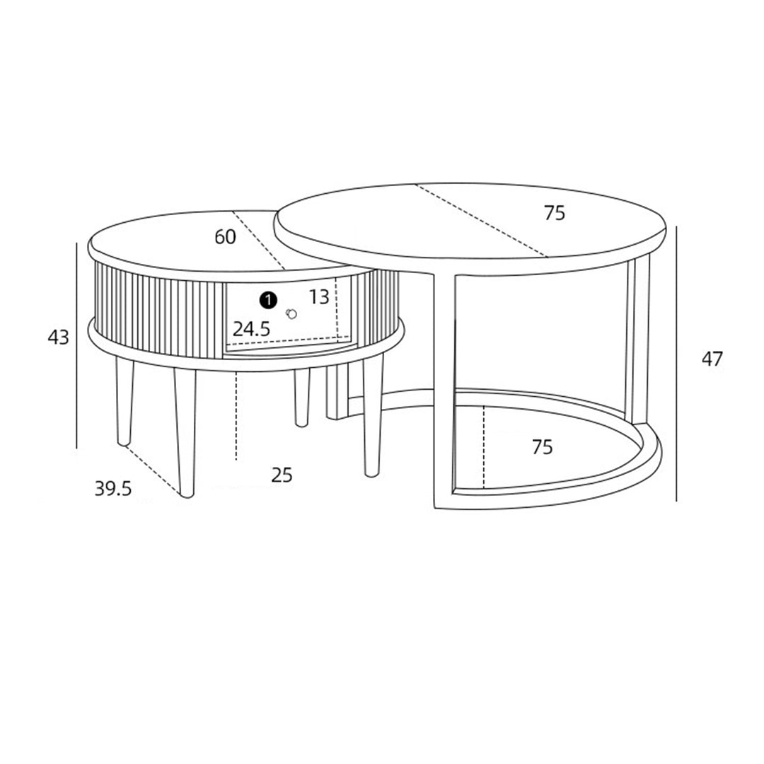 MAS-2202 Masdio DOLF Japandi Solid Wood Nesting Coffee Table