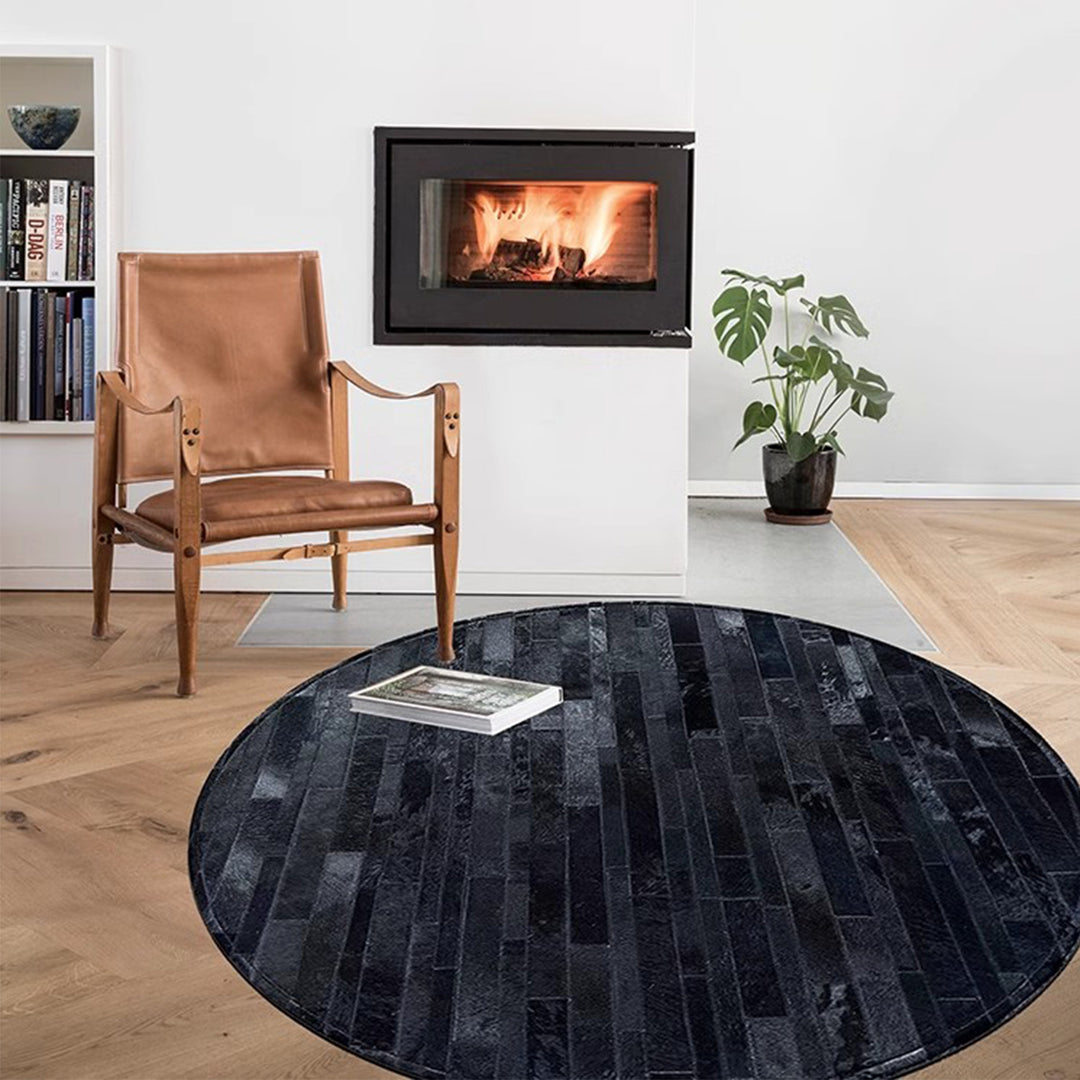 MAS-2343 Masdio RAINE Modern Round Cowhide Leather Rug Masdio