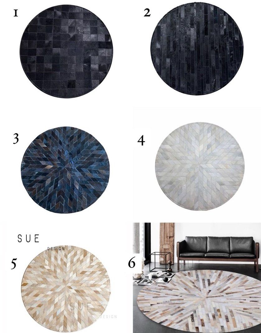 MAS-2343 Masdio RAINE Modern Round Cowhide Leather Rug Masdio